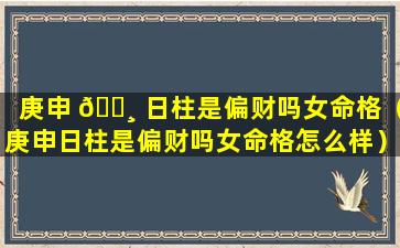 庚申 🌸 日柱是偏财吗女命格（庚申日柱是偏财吗女命格怎么样）